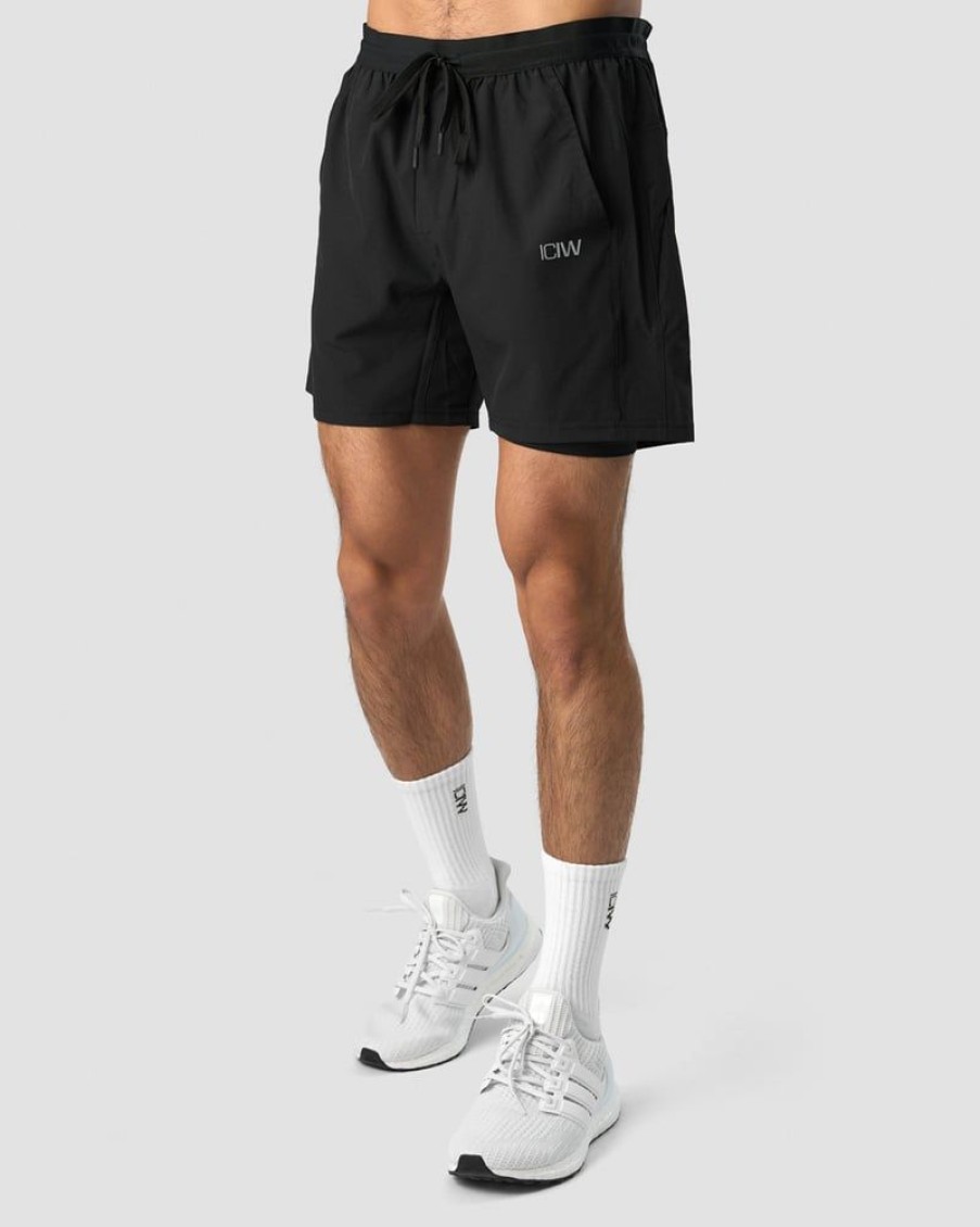 Miehet ICIW Shortsit | Workout 2-In-1 Shorts Black Men