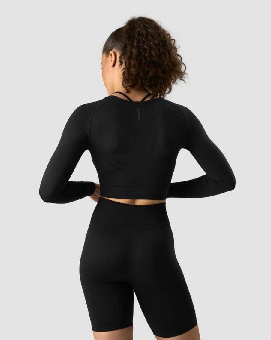 Naiset ICIW Seamless | Define Seamless Ls Crop Top Black/Black