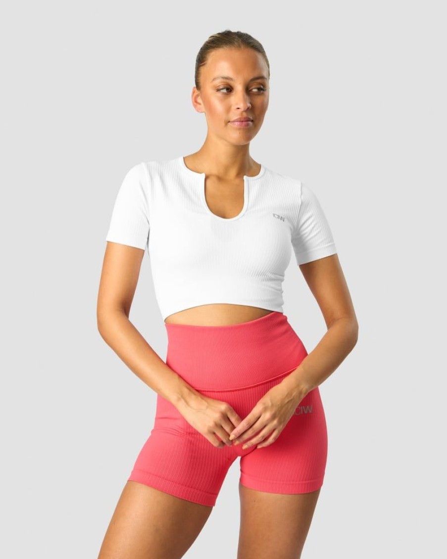 Naiset ICIW Seamless | Ribbed Define Seamless Cropped T-Shirt White