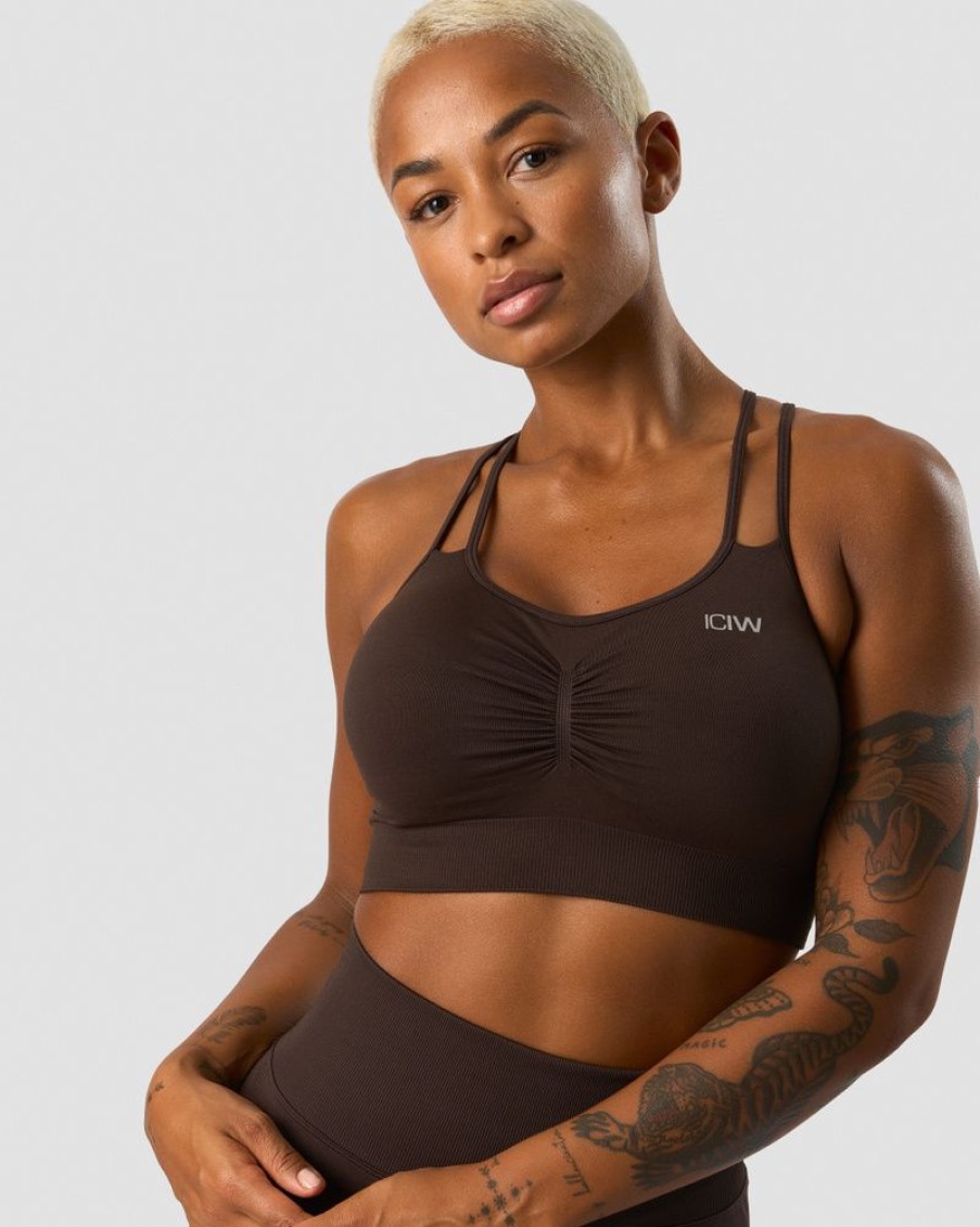 Naiset ICIW Urheiluliivit | Define Seamless Scrunch Sports Bra Dark Brown