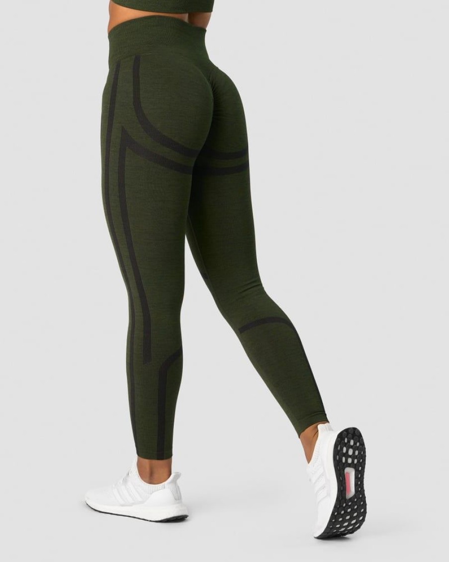 Naiset ICIW Trikoot & Leggingsit | Rush Seamless Tights Dark Green