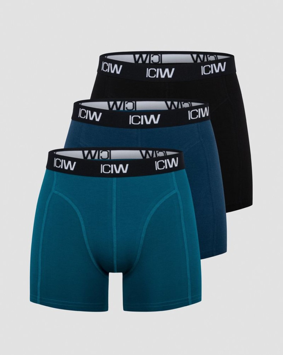 Miehet ICIW Alusvaatteet | Boxer 3-Pack Black/Teal