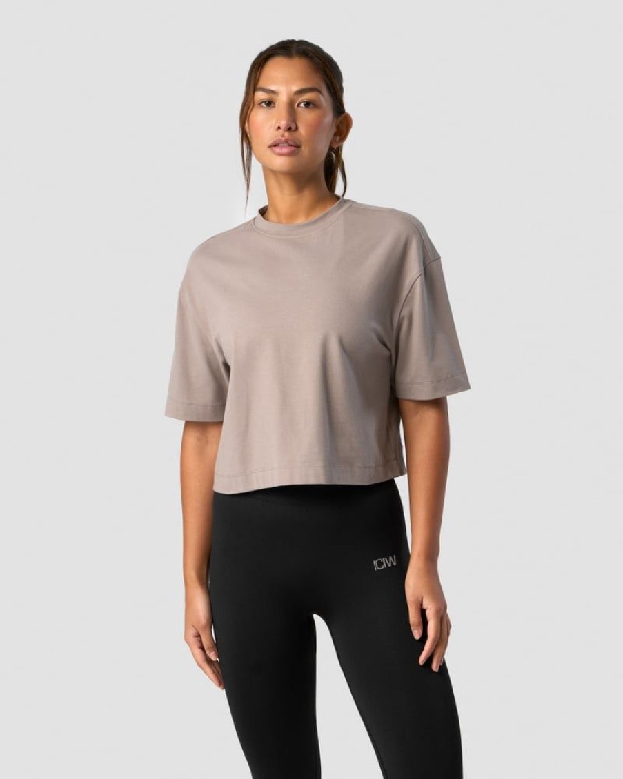 Naiset ICIW T-Paidat | Everyday Cotton Cropped T-Shirt Greige