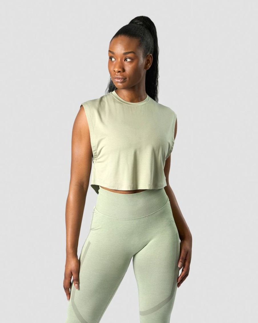 Naiset ICIW Topit | Rush Cropped Tank Top Light Sage Green