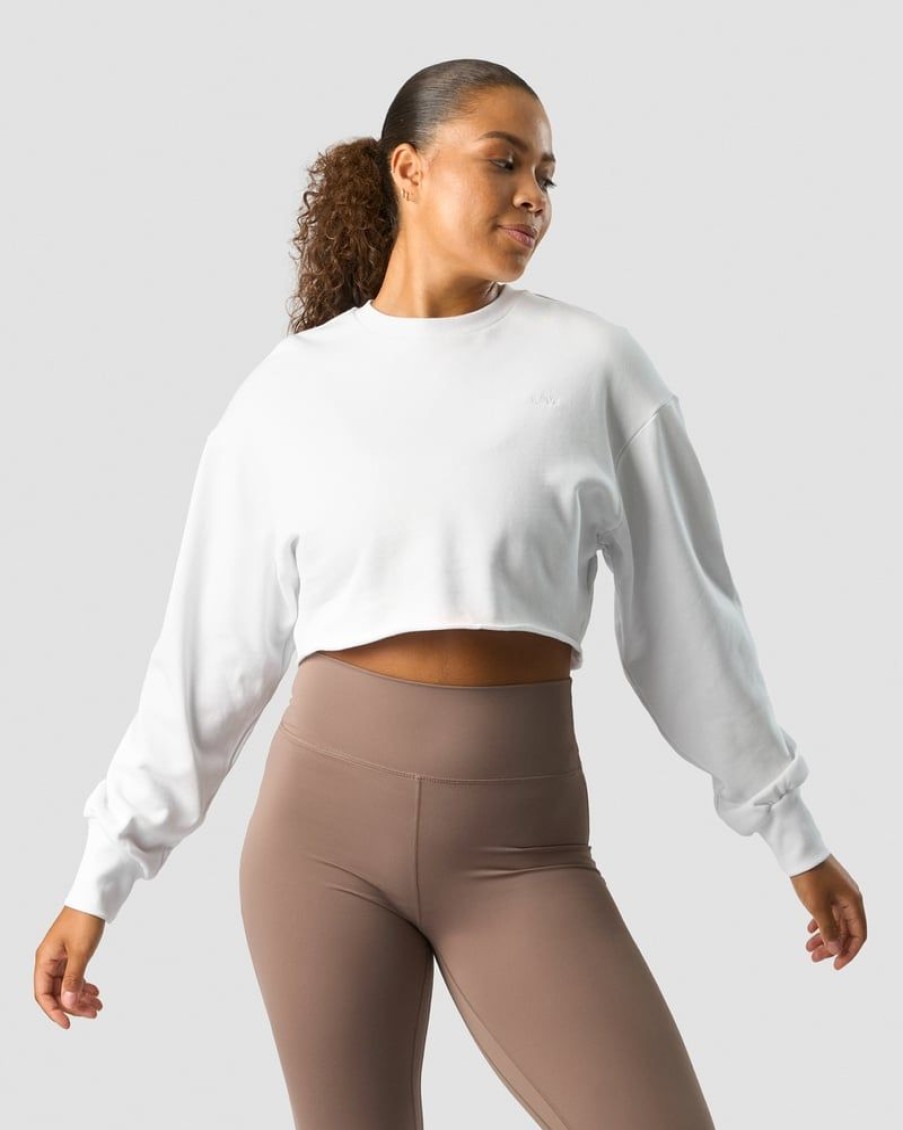 Naiset ICIW Pitkahihaiset Paidat | Nimble Cropped Crewneck White