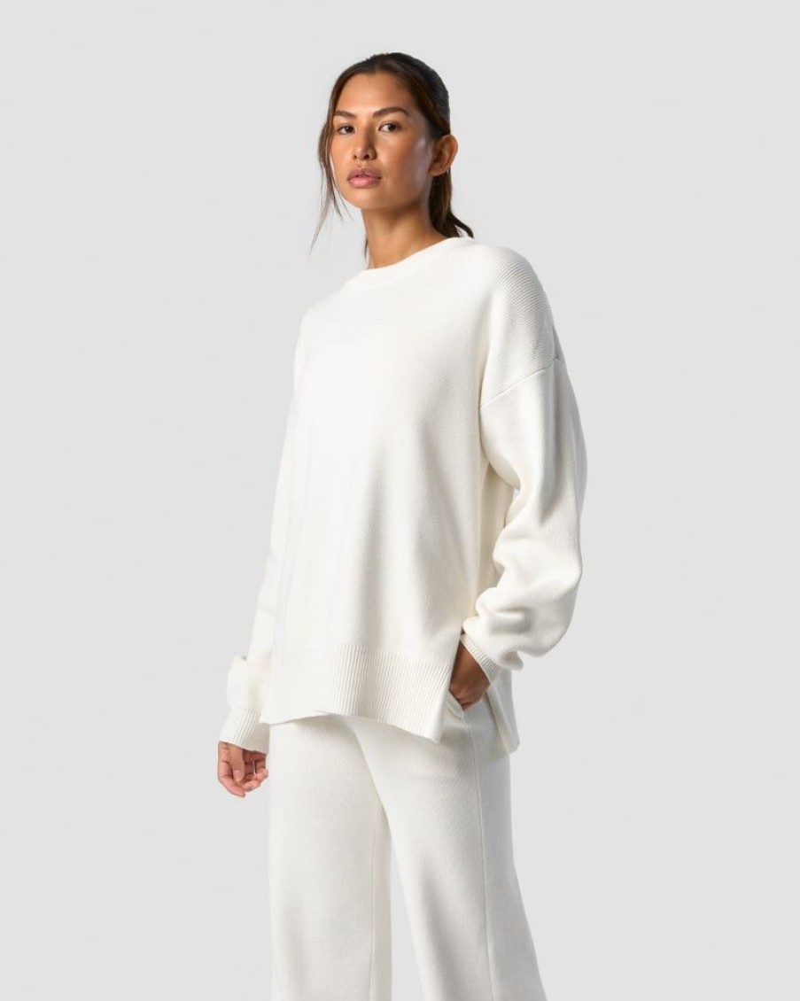 Naiset ICIW Pitkahihaiset Paidat | Soft Knit Oversized Crewneck White