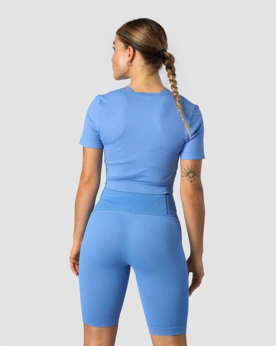 Naiset ICIW Seamless | Ribbed Define Seamless Cropped T-Shirt Pacific Blue