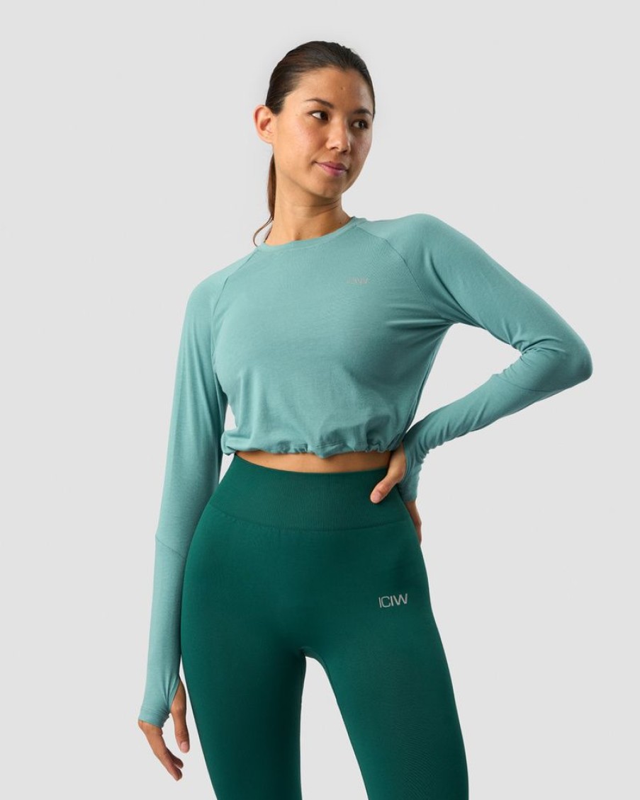 Naiset ICIW Pitkahihaiset Paidat | Define Cropped Adjustable Long Sleeve Mineral Green