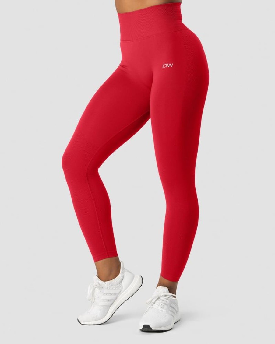 Naiset ICIW Trikoot & Leggingsit | Define Seamless Scrunch Tights Red