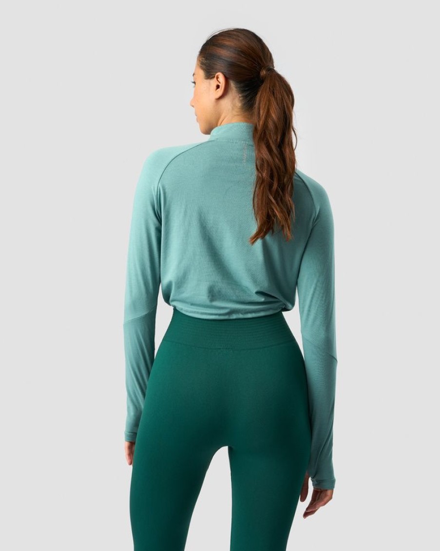 Naiset ICIW Pitkahihaiset Paidat | Define Cropped 1/4 Zip Adjustable Mineral Green