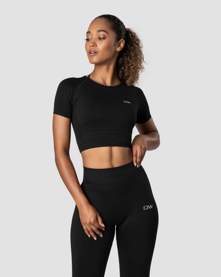 Naiset ICIW Seamless | Define Seamless Cropped T-Shirt Black Wmn