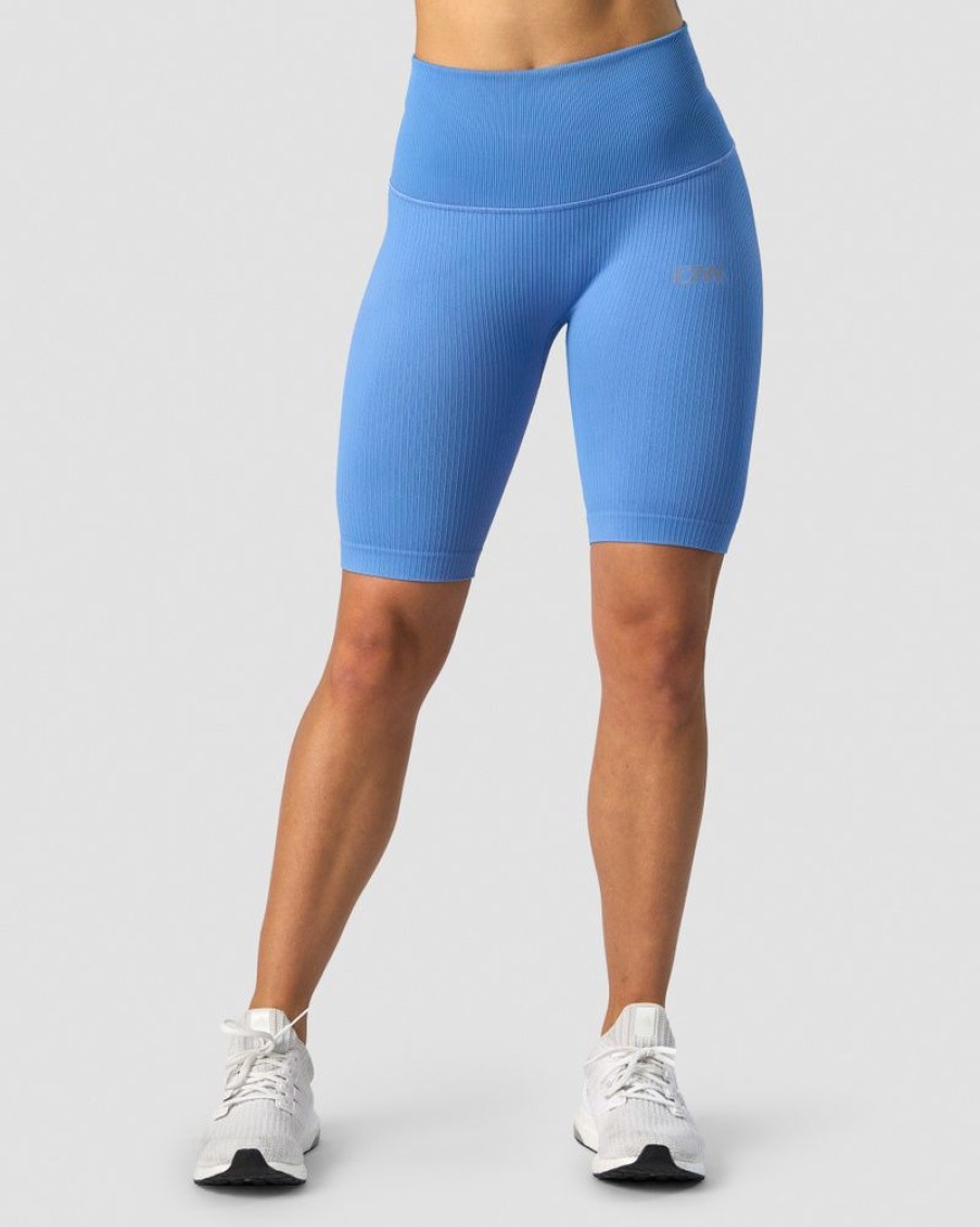 Naiset ICIW Seamless | Ribbed Define Seamless Pocket Biker Shorts Pacific Blue