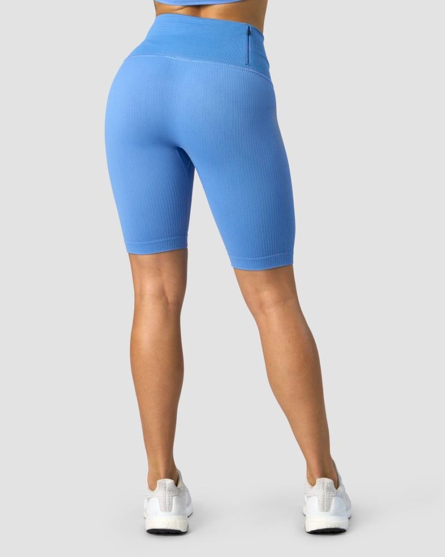 Naiset ICIW Seamless | Ribbed Define Seamless Pocket Biker Shorts Pacific Blue