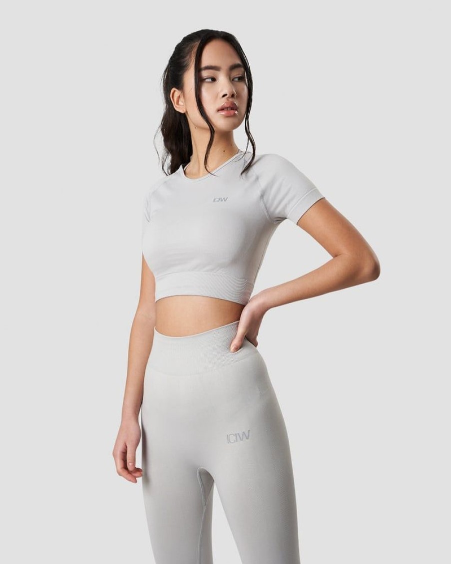 Naiset ICIW Seamless | Define Seamless Cropped T-Shirt Light Grey Wmn