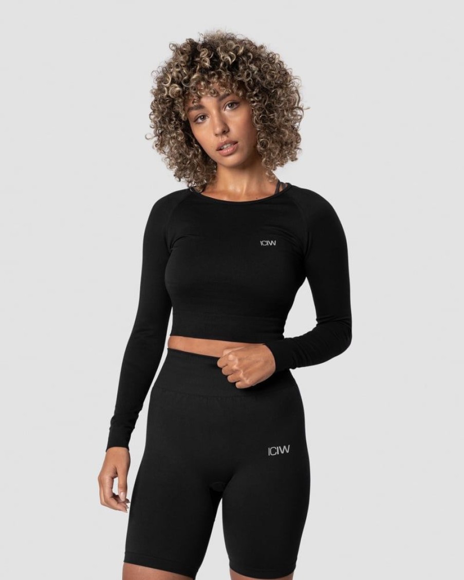 Naiset ICIW Seamless | Define Seamless Ls Crop Top Black Wmn