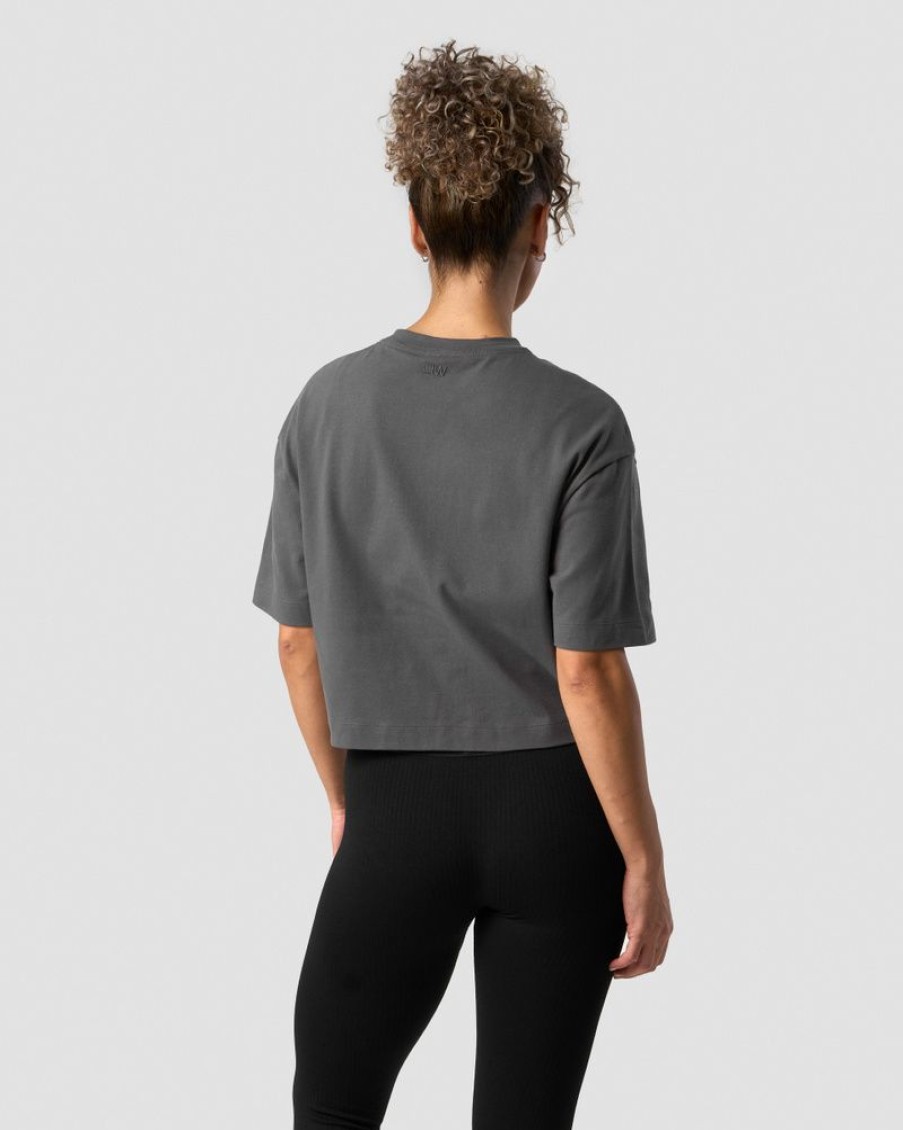 Naiset ICIW T-Paidat | Everyday Cotton Cropped T-Shirt Dark Grey