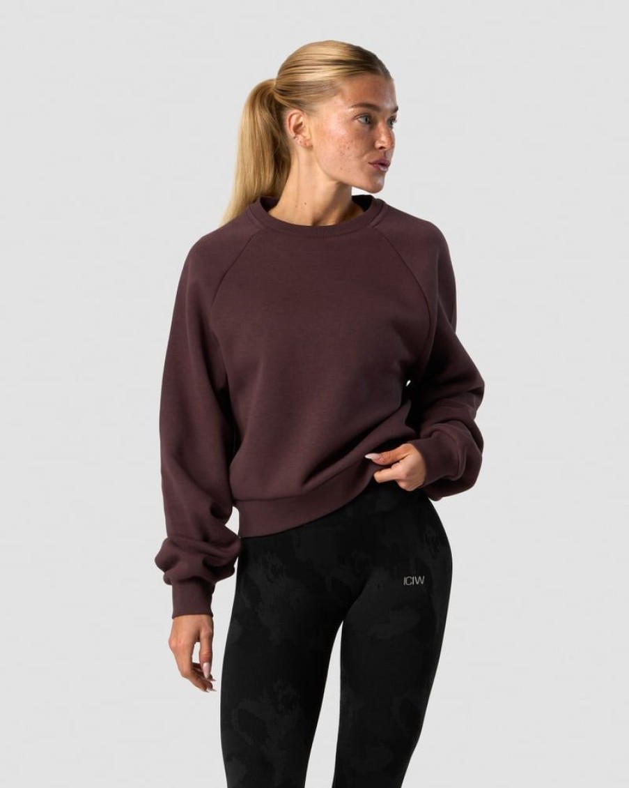 Naiset ICIW Pitkahihaiset Paidat | Everyday Cropped Crewneck Burgundy