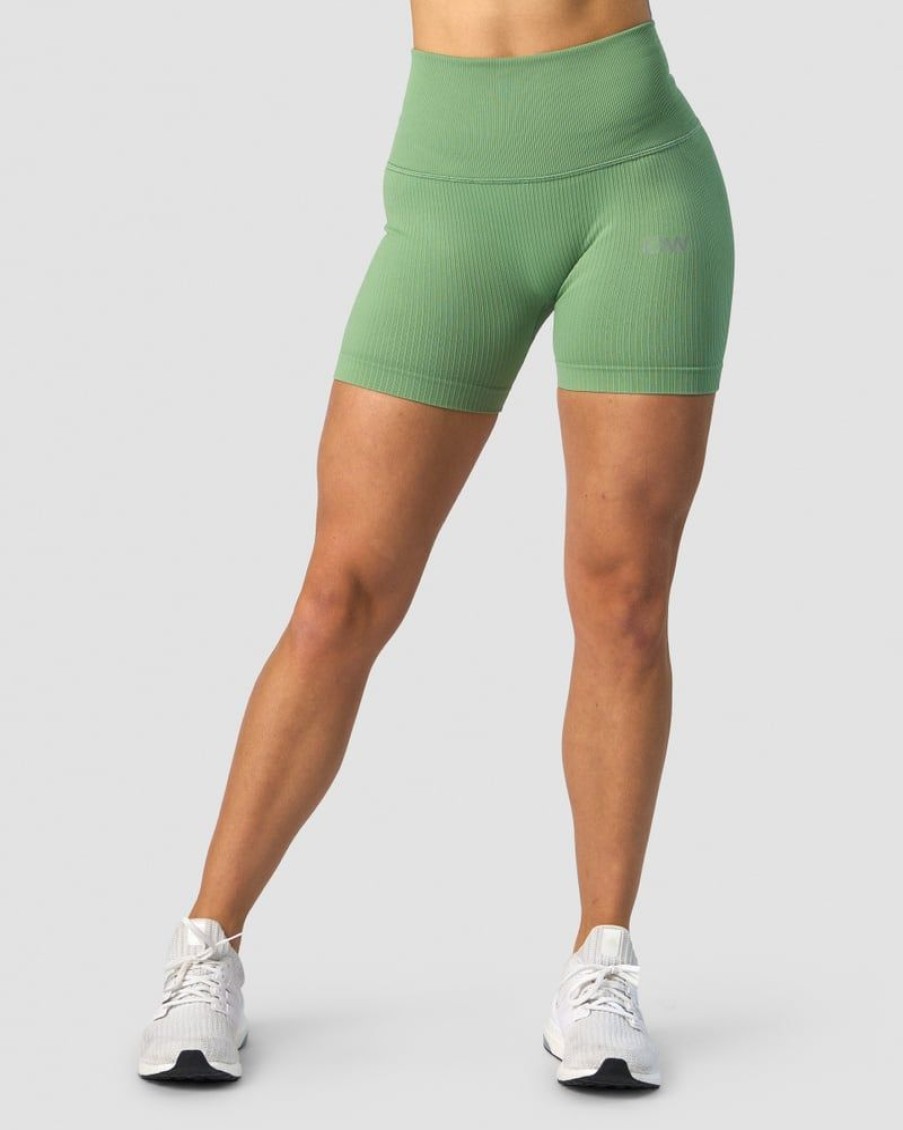 Naiset ICIW Seamless | Ribbed Define Seamless Pocket Shorts Light Green