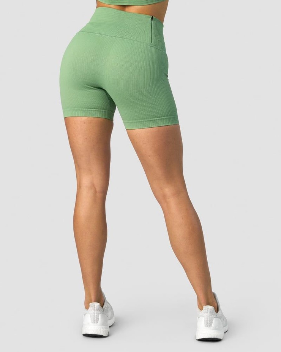 Naiset ICIW Seamless | Ribbed Define Seamless Pocket Shorts Light Green