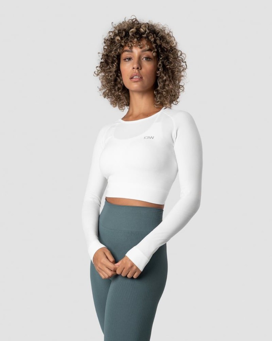 Naiset ICIW Seamless | Define Seamless Ls Crop Top White Wmn