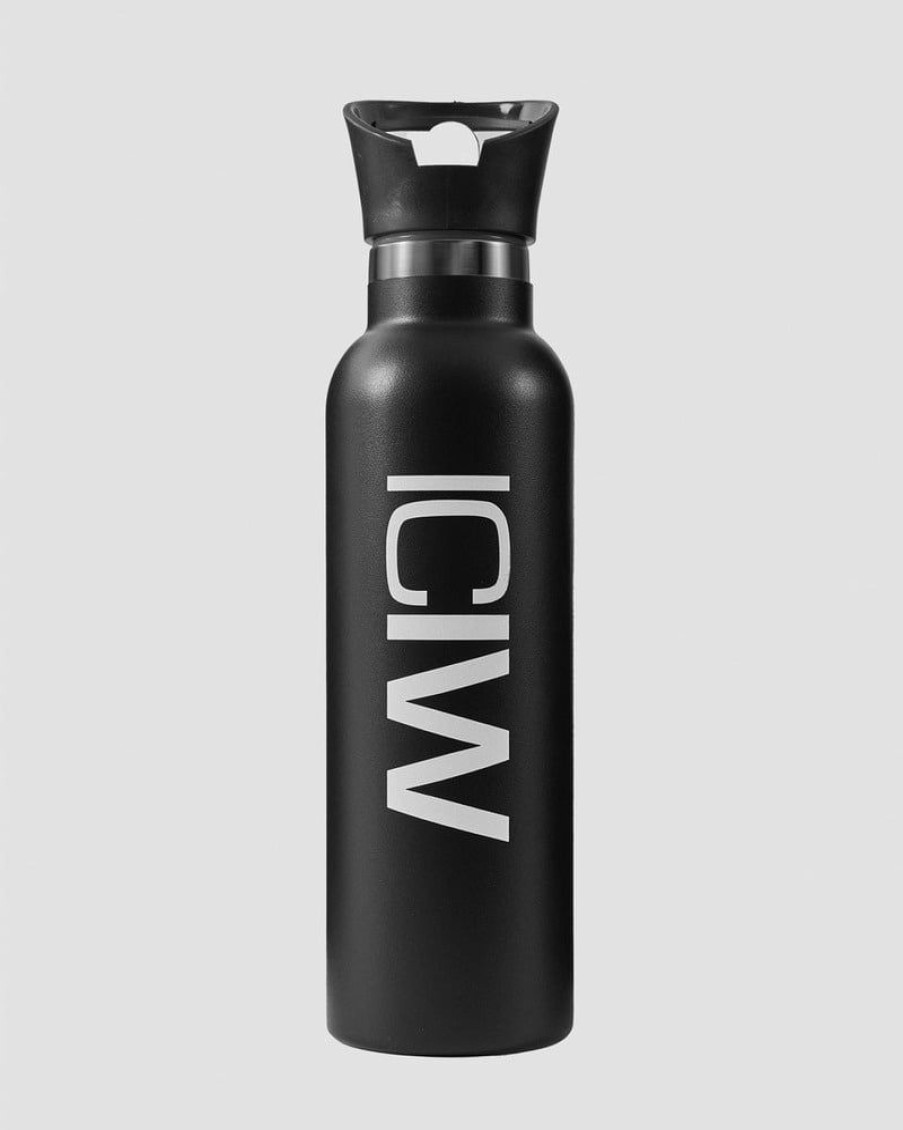 Naiset ICIW Shakerit, Vesipullot | Stainless Steel Water Bottle Black W. White Logo 600Ml