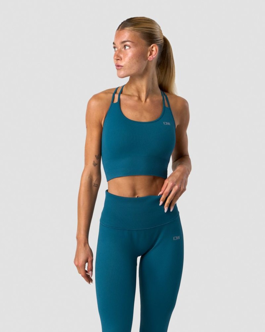 Naiset ICIW Urheiluliivit | Ribbed Define Seamless Sports Bra Teal