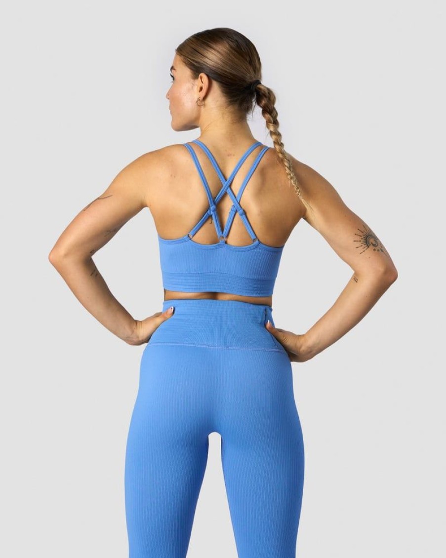 Naiset ICIW Urheiluliivit | Ribbed Define Seamless Strappy Bra Pacific Blue