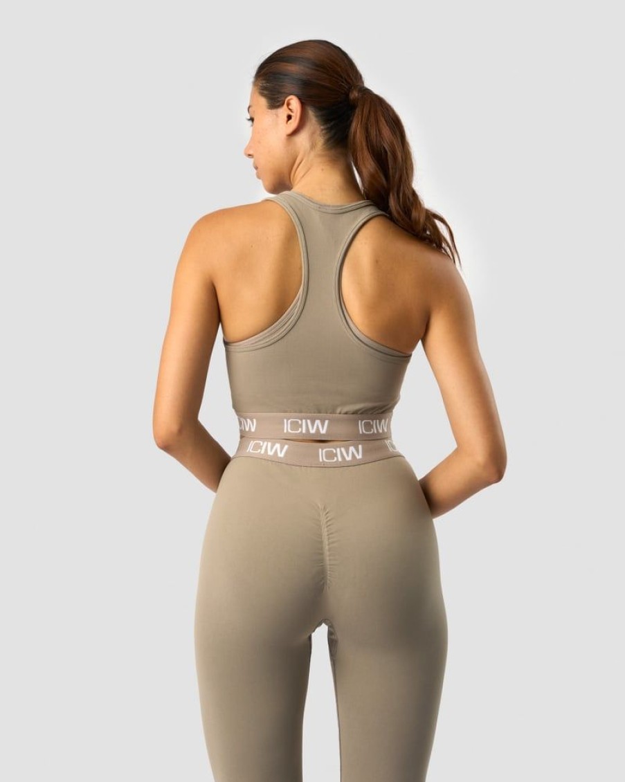 Naiset ICIW Seamless | Define Seamless Logo Cropped Tank Top Taupe