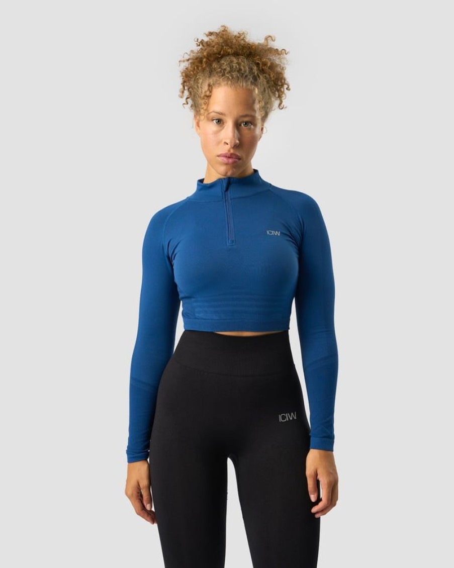 Naiset ICIW Seamless | Define Cropped 1/4 Zip Dark Navy