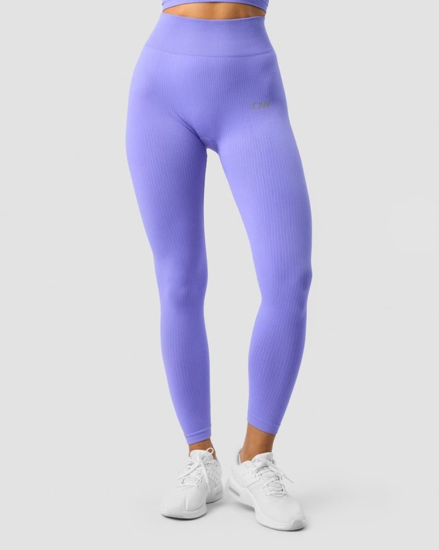 Naiset ICIW Trikoot & Leggingsit | Ribbed Define Seamless Tights Dk Lavender