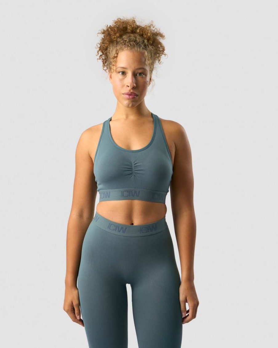 Naiset ICIW Urheiluliivit | Define Seamless Logo Scrunch Sports Bra Jungle Green