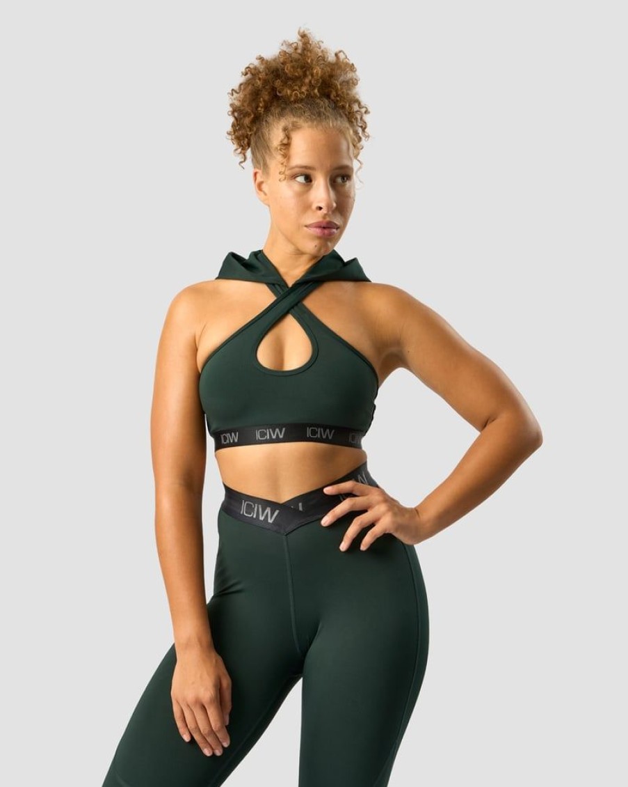 Naiset ICIW Urheiluliivit | Ultimate Training Hoodie Sports Bra Deep Green