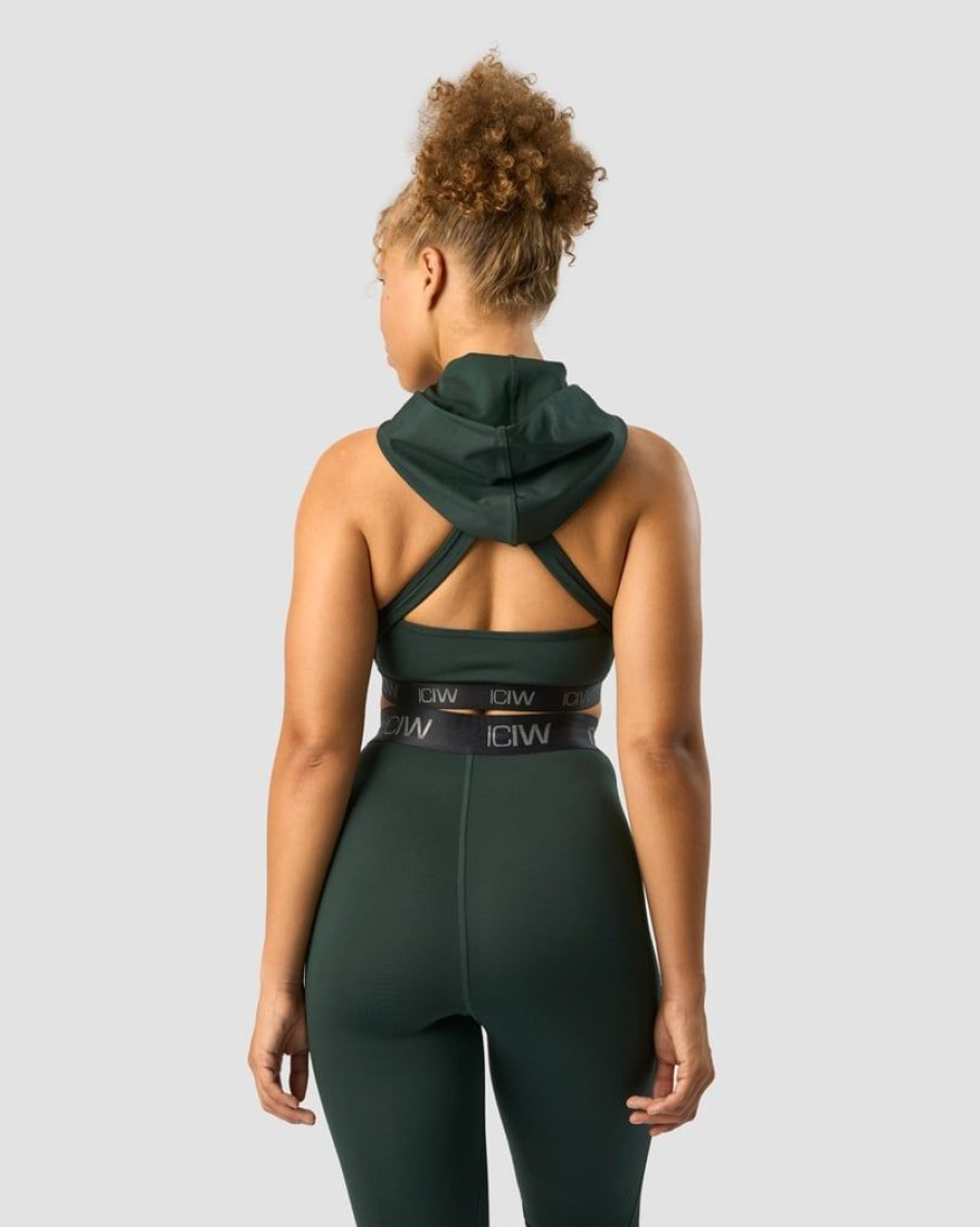 Naiset ICIW Urheiluliivit | Ultimate Training Hoodie Sports Bra Deep Green