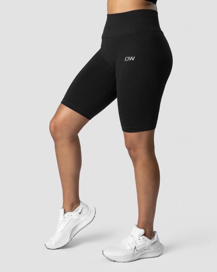 Naiset ICIW Seamless | Ribbed Define Seamless Biker Shorts Black Wmn