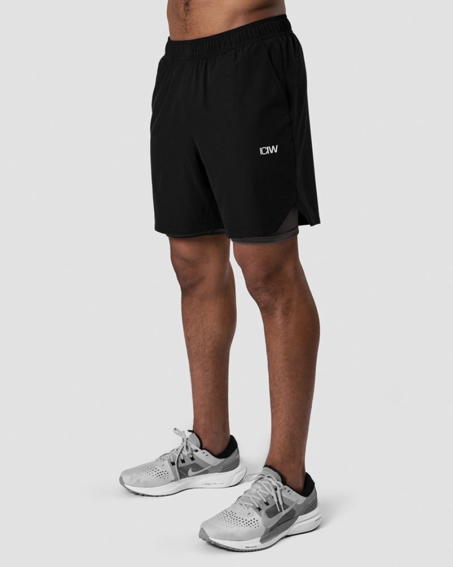 Miehet ICIW Shortsit | Training 2-In-1 Shorts Black/Grey Men