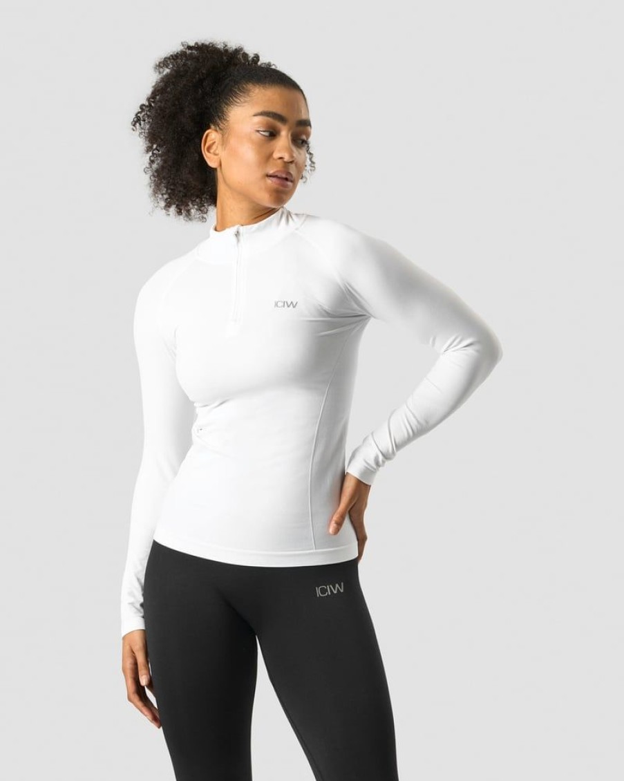 Naiset ICIW Seamless | Everyday Seamless 1/4 Zip Wmn White