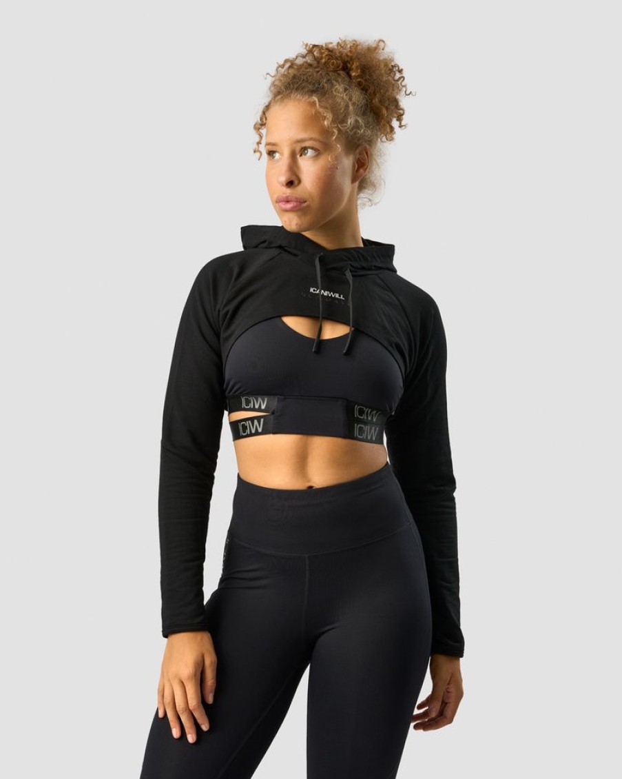 Naiset ICIW Pitkahihaiset Paidat | Ultimate Training Cropped Hoodie Black