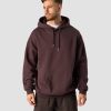 Miehet ICIW Pitkahihaiset Paidat | Everyday Relaxed Hoodie Center Logo Men Burgundy