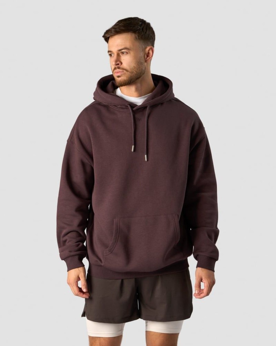 Miehet ICIW Pitkahihaiset Paidat | Everyday Relaxed Hoodie Center Logo Men Burgundy