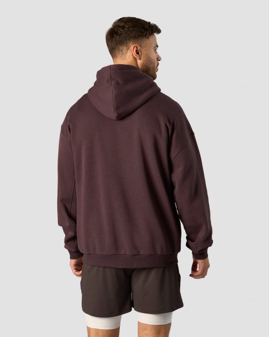 Miehet ICIW Pitkahihaiset Paidat | Everyday Relaxed Hoodie Center Logo Men Burgundy