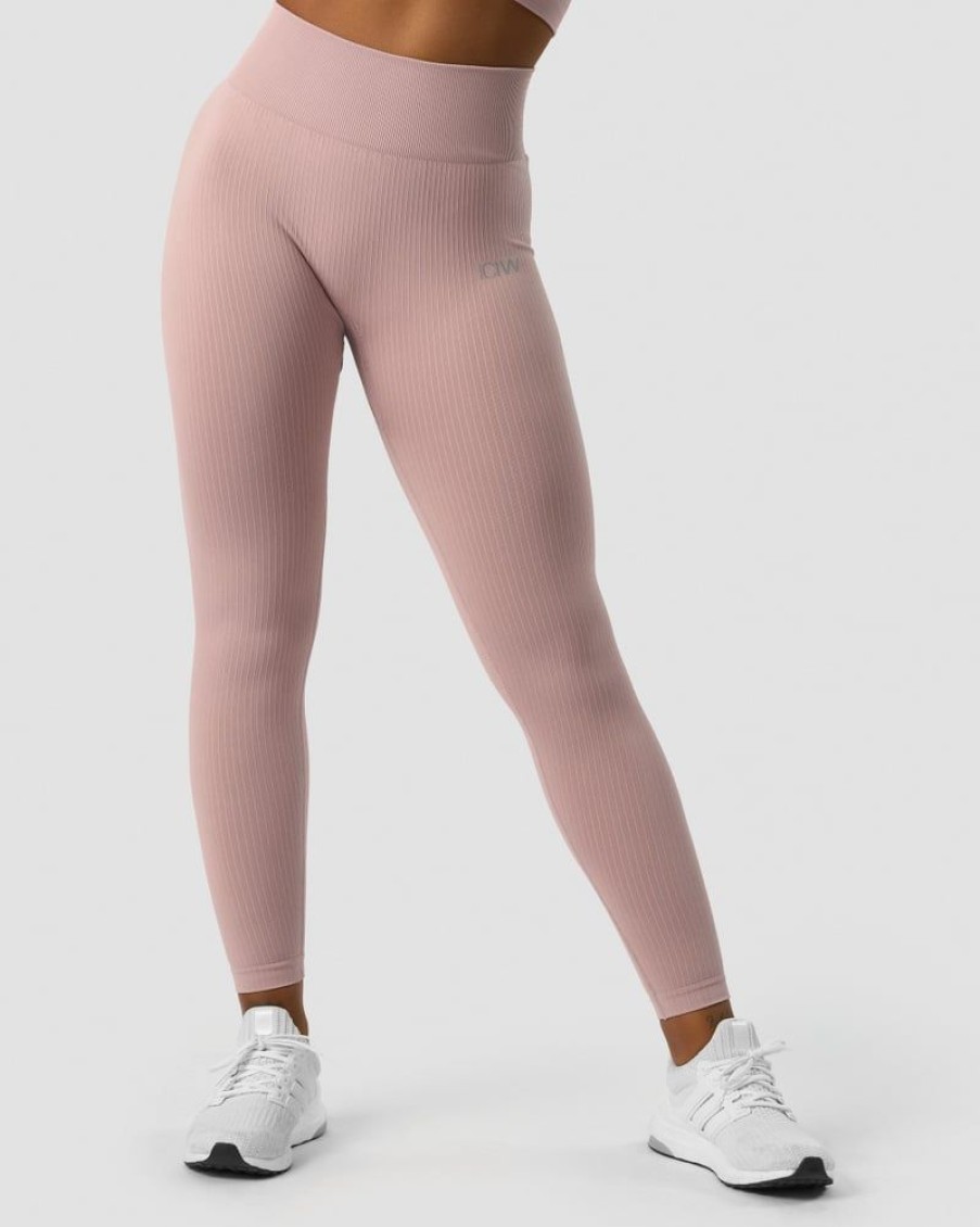 Naiset ICIW Trikoot & Leggingsit | Ribbed Define Seamless Tights Light Mauve