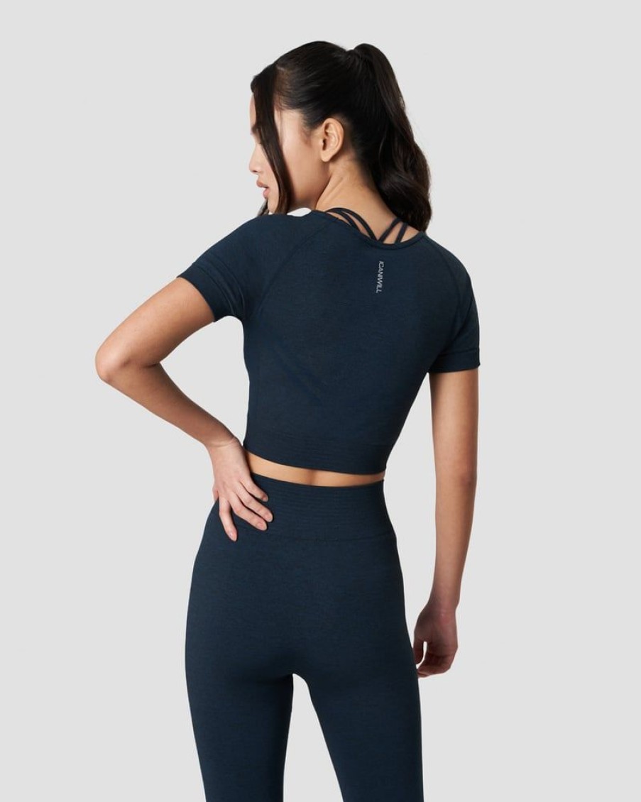 Naiset ICIW Seamless | Define Seamless Cropped T-Shirt Dk Teal Melange Wmn