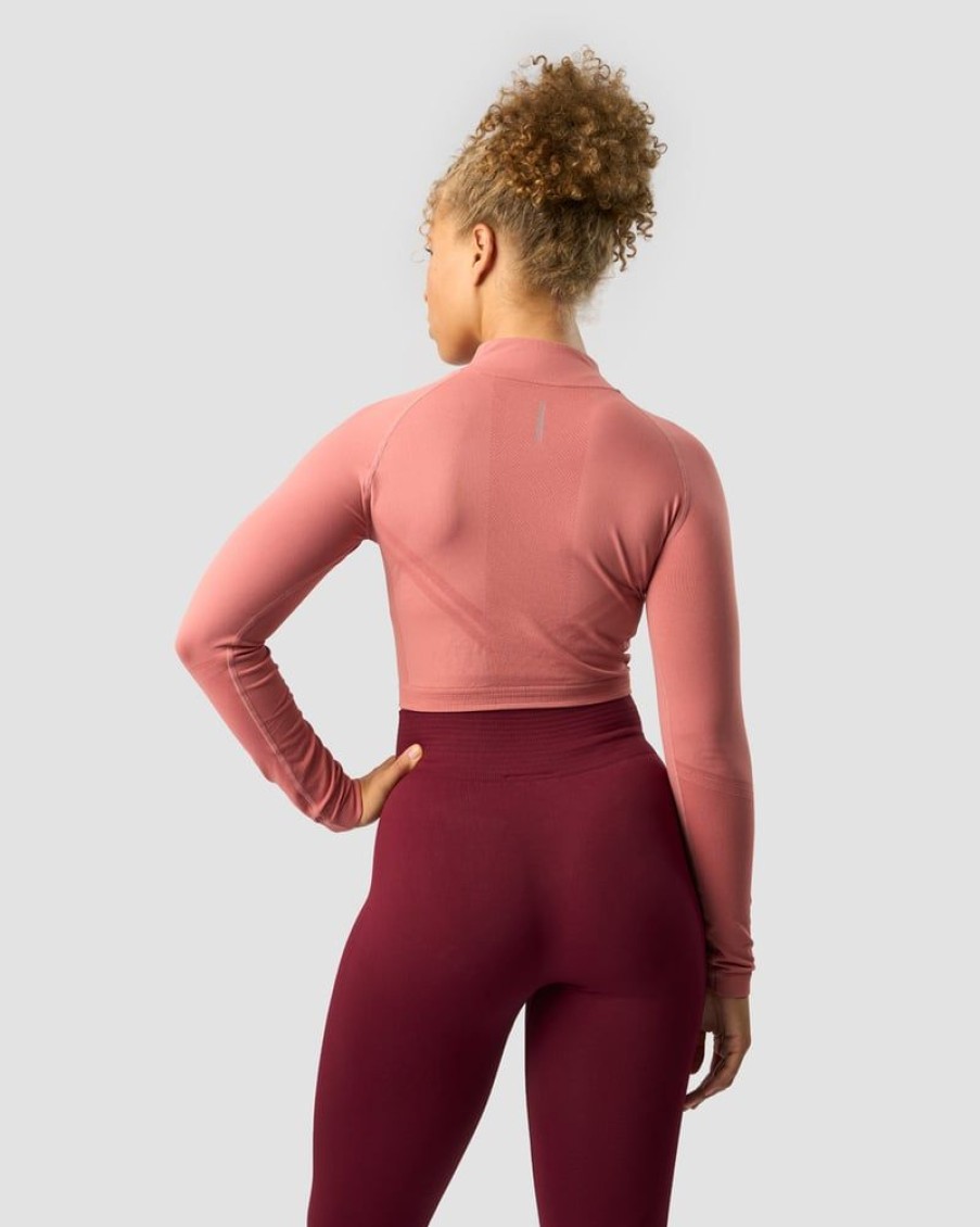 Naiset ICIW Seamless | Define Cropped 1/4 Zip Dk Rose