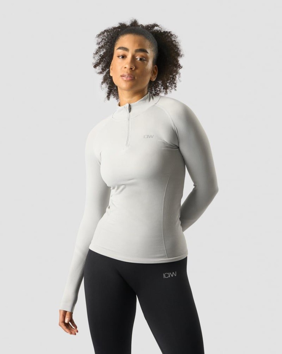 Naiset ICIW Seamless | Everyday Seamless 1/4 Zip Wmn Light Grey