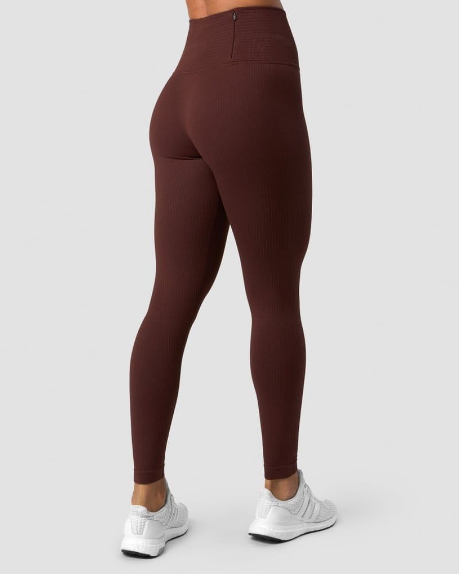 Naiset ICIW Trikoot & Leggingsit | Ribbed Define Seamless Pocket Tights Warm Brown