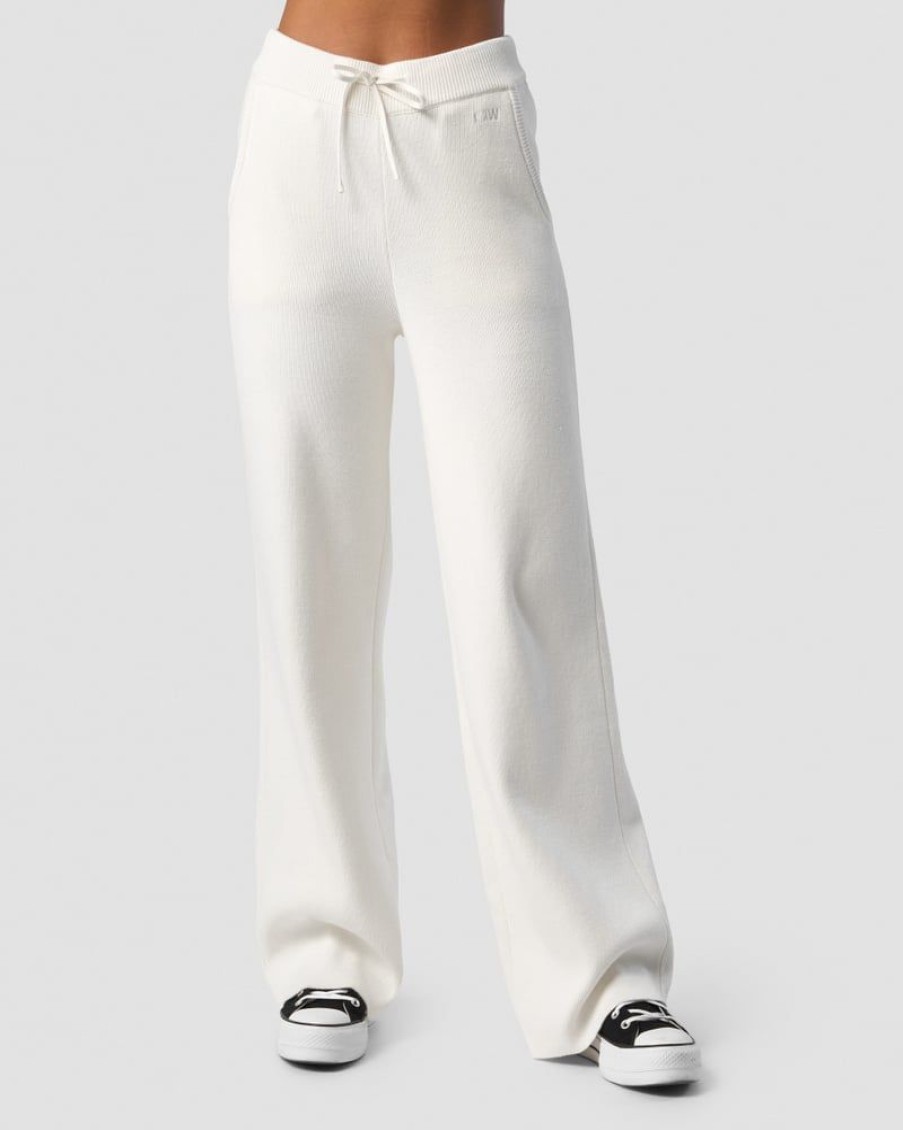 Naiset ICIW Housut | Soft Knit Oversized Pants White