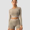 Naiset ICIW Seamless | Define Seamless Logo Long Sleeve Crop Top Taupe