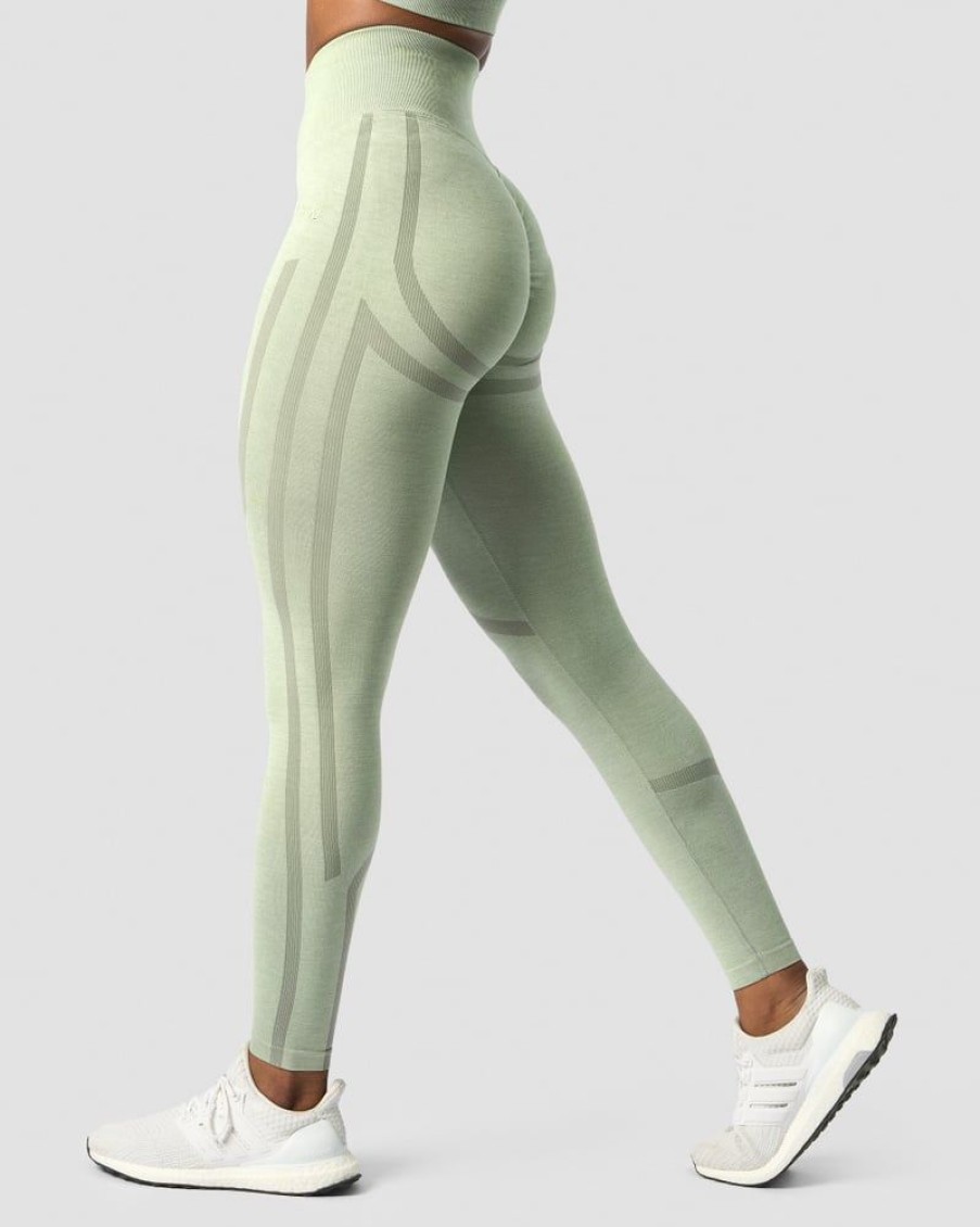 Naiset ICIW Trikoot & Leggingsit | Rush Seamless Tights Sage Green