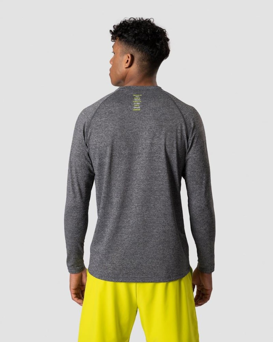 Miehet ICIW Pitkahihaiset Paidat | Smash Padel Mesh Longsleeve Grey Melange Men