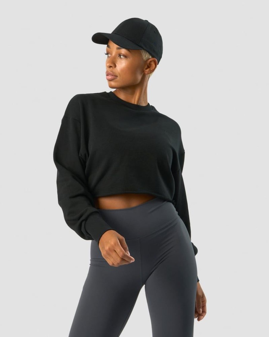 Naiset ICIW Pitkahihaiset Paidat | Nimble Cropped Crewneck Black